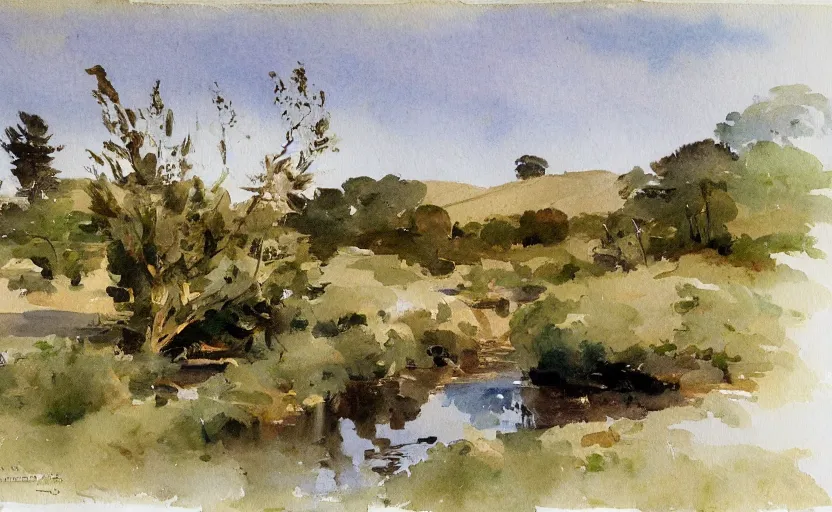 Image similar to watercolor lanscape by anders zorn