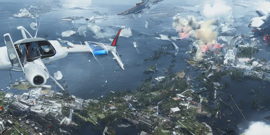 Image similar to Microsoft flight simulator crash , 8k, trending on artstation, hyper detailed, cinematic
