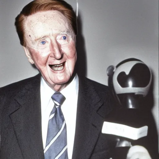 Image similar to vin scully as a tabby cat, 1 9 7 9