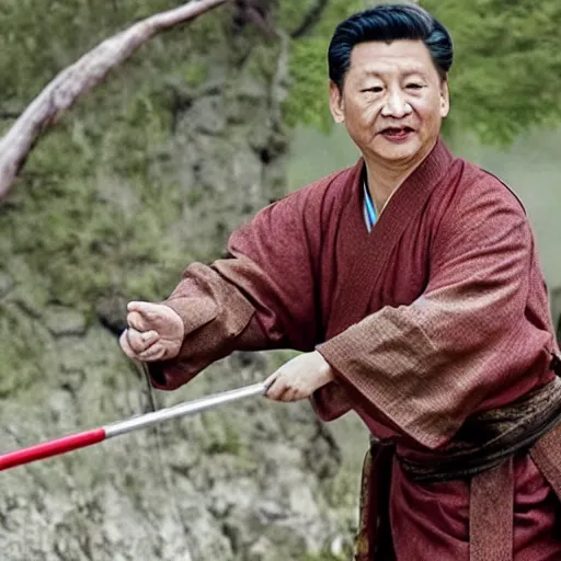 Prompt: Movie still of Xi Jinping in Crouching Tiger Hidden Dragon