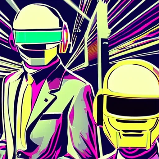 Image similar to daft punk concert in 1 bit art style