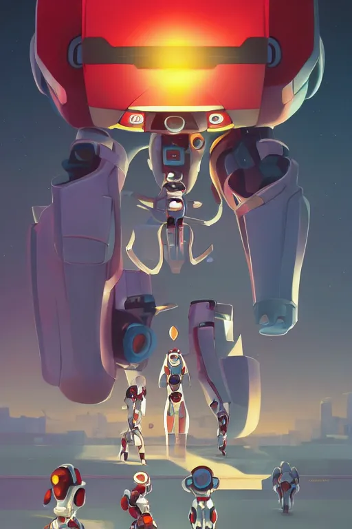 Image similar to metabots medabots medarotto medarot robot minimalist comics, behance hd by jesper ejsing, by rhads, makoto shinkai and lois van baarle, ilya kuvshinov, rossdraws global illumination ray tracing hdr radiating a glowing aura