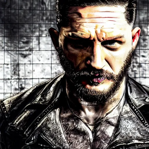 Image similar to Tom Hardy in wolverine suit Digital art 4K quality Photorealism