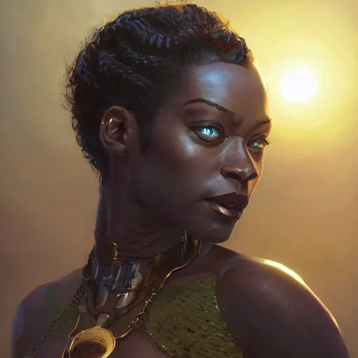 Image similar to highly detailed portrait of an african american woman in superhero costume in gta v, stephen bliss, unreal engine, fantasy art by greg rutkowski, loish, rhads, ferdinand knab, makoto shinkai and lois van baarle, ilya kuvshinov, rossdraws, tom bagshaw, global illumination, radiant light, detailed and intricate environment