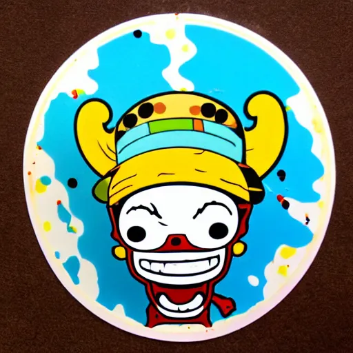 Image similar to die cut sticker, tony chopper of one piece, splatter paint