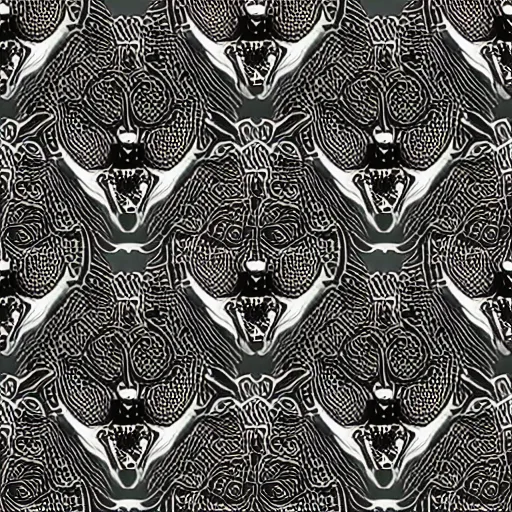 Prompt: seamless creepy myzelium pattern with skull-like shapes hidden within quality texture