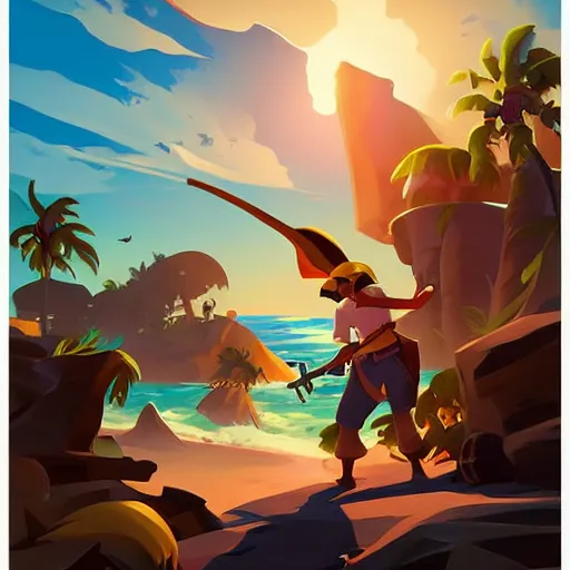 Image similar to painting treasure on sea of thieves game smooth median photoshop filter cutout vector, behance hd by jesper ejsing, by rhads, makoto shinkai and lois van baarle, ilya kuvshinov, rossdraws global illumination