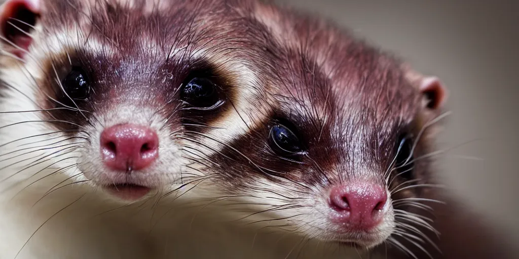 Prompt: Close up of a crying ferret, photo realistic, dramatic lighting, Nat Geo award winner, 100mm lens, bokeh