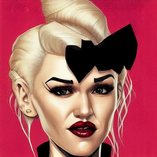 Prompt: Gwen Stefani, highly detailed, portait, character art by Fiona Staples.