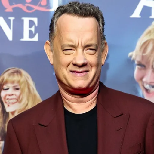 Prompt: tom hanks with long blonde hair