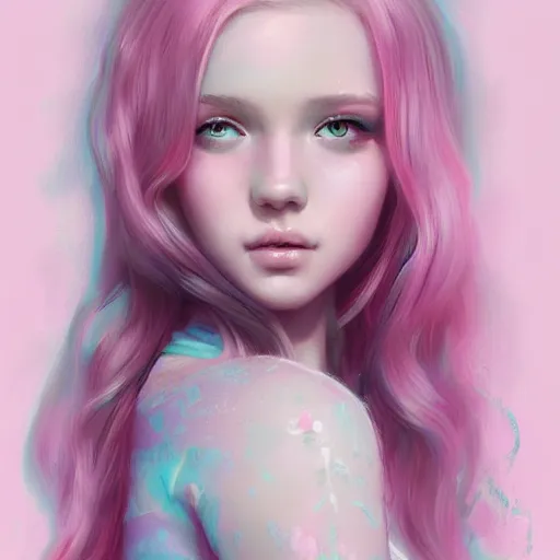 Prompt: pastel teen girl, pink hair, gorgeous, amazing, elegant, intricate, highly detailed, digital painting, artstation, concept art, sharp focus, illustration, art by Ross tran