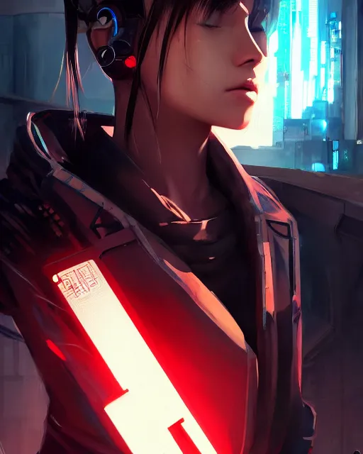 Prompt: beautiful female assassin, cyberpunk streetwear, cybernetic features, detailed portrait, cell shaded, 4 k, vivid colours, concept art by wlop, ilya kuvshinov, artgerm, krenz cushart, greg rutkowski, pixiv. cinematic dramatic atmosphere, sharp focus, volumetric lighting, cinematic lighting, studio quality