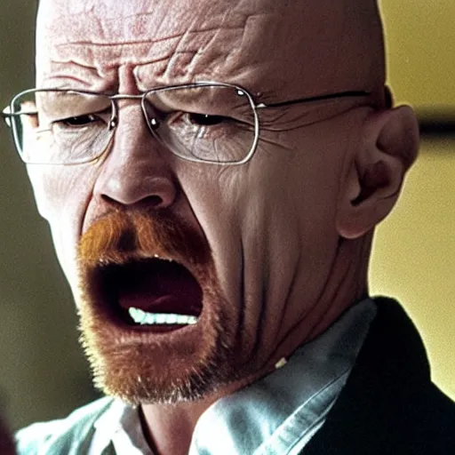 Prompt: walter white angrily screaming at a baby