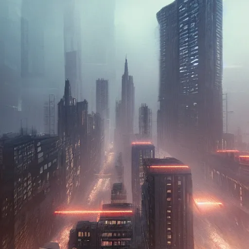 Image similar to An expansive brutalist busy city made of concrete golden hour volumetric lighting highly detailed digital art trending on Artstation, blade runner