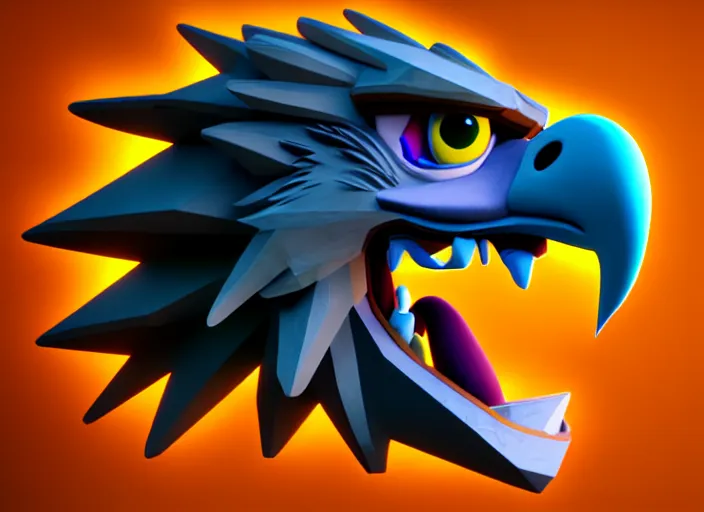 Prompt: eagle head, stylized stl, 3 d render, activision blizzard style, hearthstone style, crash bandicoot artstyle