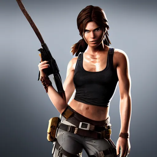 Prompt: Ellen Paige starring as Lara Croft, Studio Lighting, promotional material, 4K