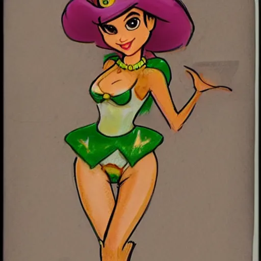 Image similar to milt kahl sketch of victoria justice with kim kardashian body as princess daisy from super mario bros