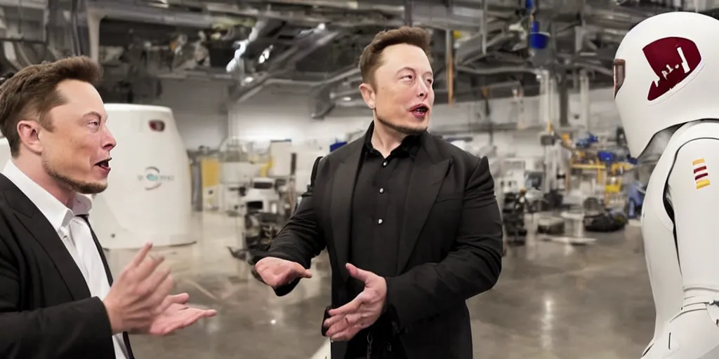 Image similar to still image of elon musk meet elon musk