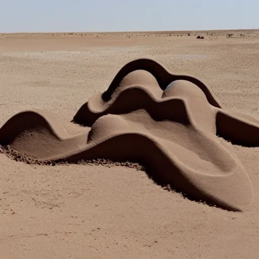 Image similar to a monster made out of sand in the desert with a tornado