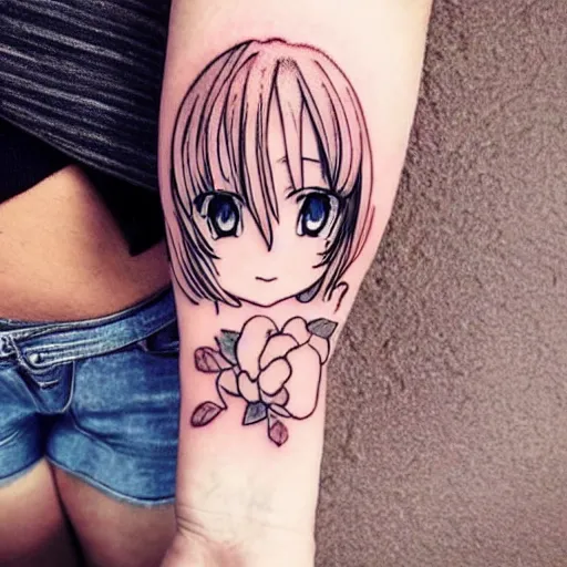 Image similar to chibi anime kawaii tattoo cute vhibi anime girl tattoo