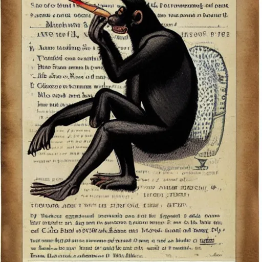 Image similar to a gentleman chimp who is smoking a cigar while presenting the weather report