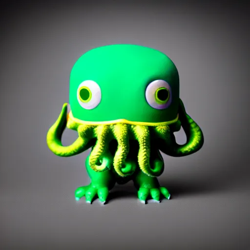 Image similar to ultra cute design for a Cthulhu art vinyl toy, Pixar, studio lighting, product shot 8k hd