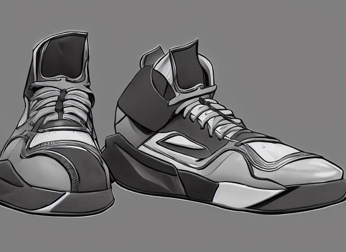 Prompt: basketball sneakers concept of sentry, trending on artstation, smooth, sharp focus