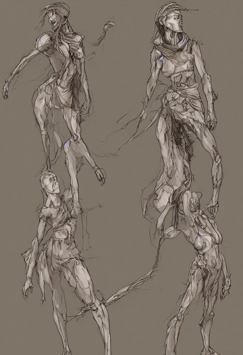 Image similar to callipygian well shaped female ghost fighting a mummy, confident pose, coherent, insane detail, concept art, character concept