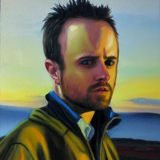 Image similar to Jesse pinkman Oil painting