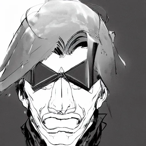 Prompt: old charismatic mechanic face, Shinkawa Yōji style