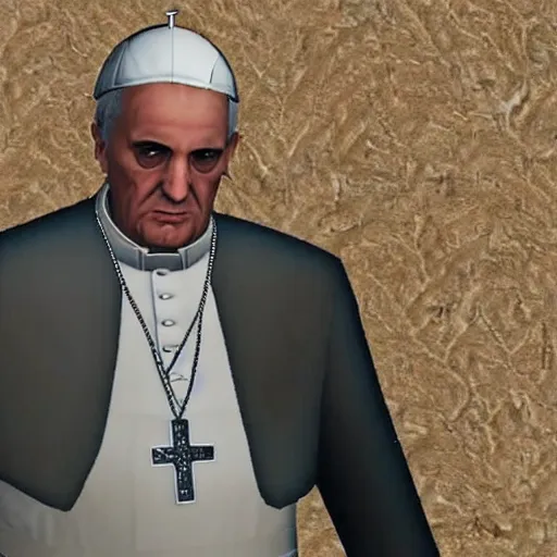 Image similar to gameplay footage of The pope in Gta V