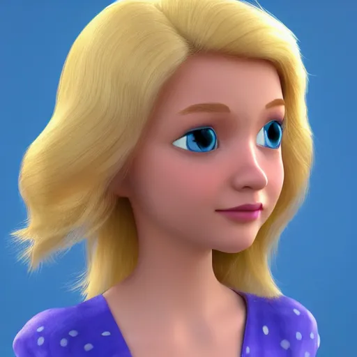 Image similar to a 3d princess with blonde hair , 3d cgi , disney style , photorealistic