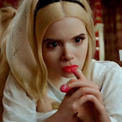 Image similar to film still of belle delphine in a movie directed by quintin tarantino