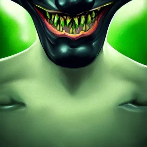 Image similar to the riddler wearing the dark knight mask, snarling teeth, digital painting, amazing detail, art station, cgsociety