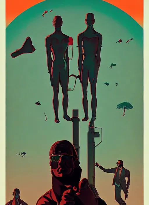 Image similar to Transhumanist propaganda poster artwork by Michael Whelan and Tomer Hanuka, retrofuturistic, clean