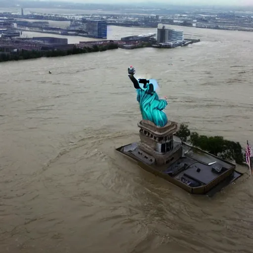 Prompt: statue of liberty flooding