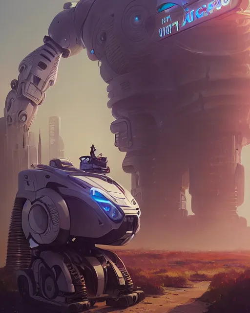 Image similar to highly detailed surreal vfx portrait of a giant robotic megacop, stephen bliss, unreal engine, greg rutkowski, loish, rhads, beeple, makoto shinkai and lois van baarle, ilya kuvshinov, rossdraws, tom bagshaw, alphonse mucha, global illumination, detailed and intricate environment