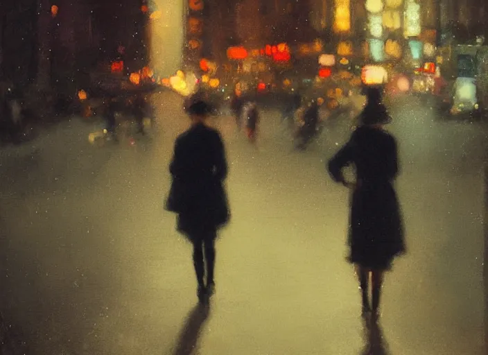 Image similar to detailed portrait of a woman in the city street at night, bokeh, long exposure, painting by jeremy lipking christopher doyle