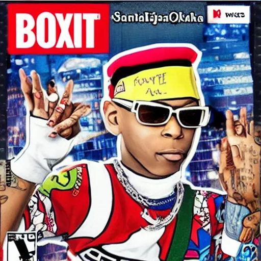 Image similar to soulja boy as a playstation one game cover in the style of yoshitaka amano