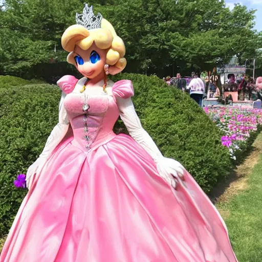 Image similar to photo of princess peach as a real life person, posing, ultra details