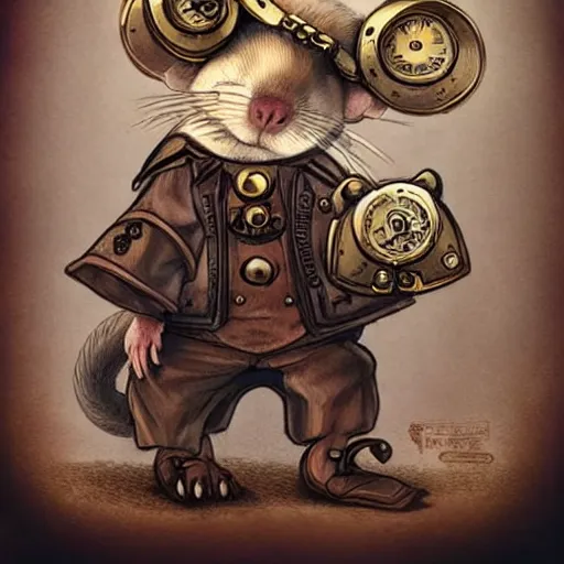 Image similar to a rat with steampunk googles, from Magic the gathering