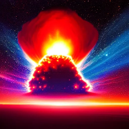 Prompt: mosaic of a nuclear explosion from space, neon lights by greg rutkowski