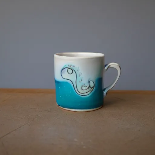 Prompt: a ceramic mermaid mug