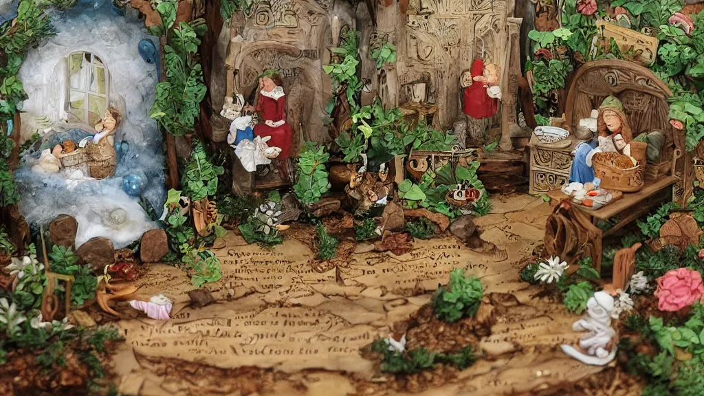 Image similar to storybook illustration unimpressive blessing diorama