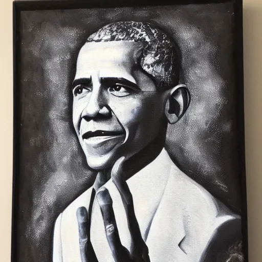 Prompt: an impasto oil painting from the 1 9 3 0 s of barrack obama!! holding a class of water, 5 0 mm black and white photography, high detail, 4 k resolution