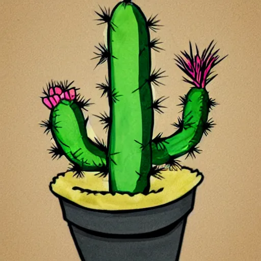 Prompt: : cartoon cactus character