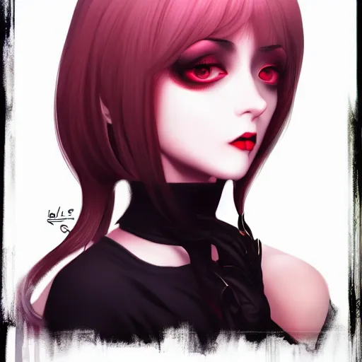 Image similar to cute beautiful goth gf e-girl, elegant, 2d, ultra highly detailed, digital painting, smooth, sharp focus, artstation, pixiv, art by Ilya Kuvshinov