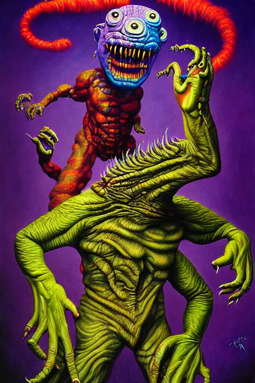 Image similar to a hyperrealistic painting of a epic boss fight against joe biden creature, cinematic horror by chris cunningham, lisa frank, richard corben, highly detailed, vivid color,