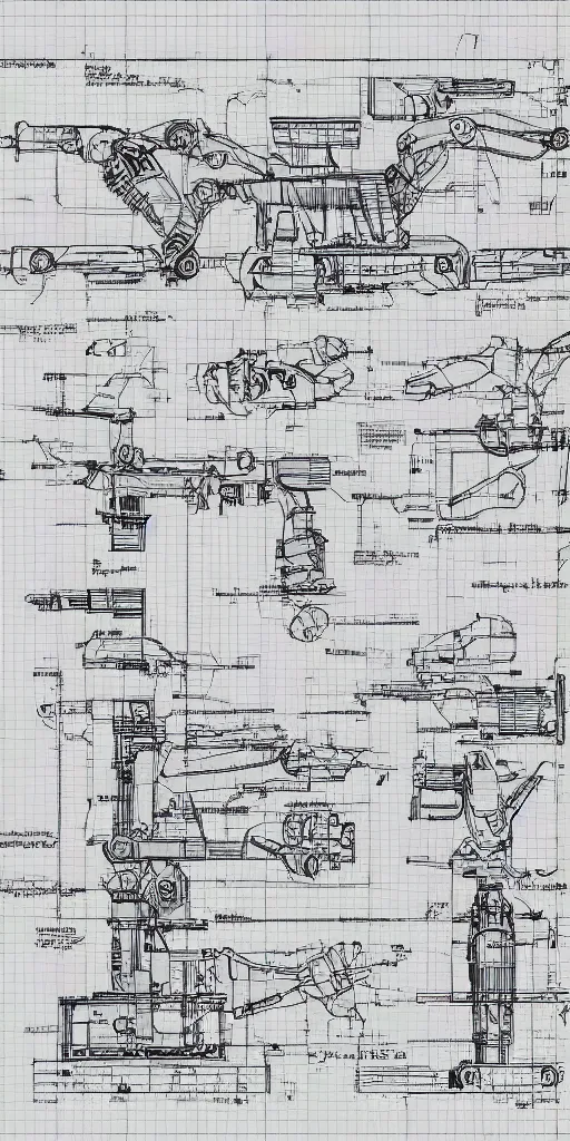 Image similar to robotic cowboy axonometric blueprint, plans, infographic, year 1850