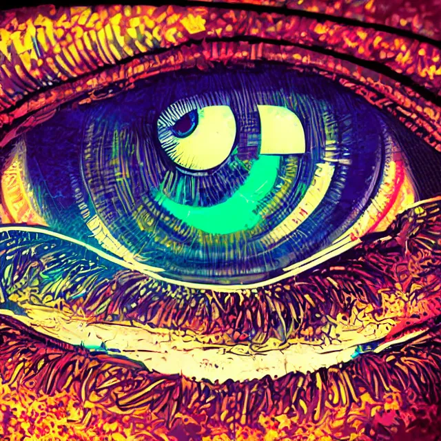 Prompt: macro shot of the iris eye, eye of horus, centered eye, symmetry, illuminati eye, colorful, sharp and focus, ultra detailed, beautifully lit, in the art style of dan mumford and marc simonetti